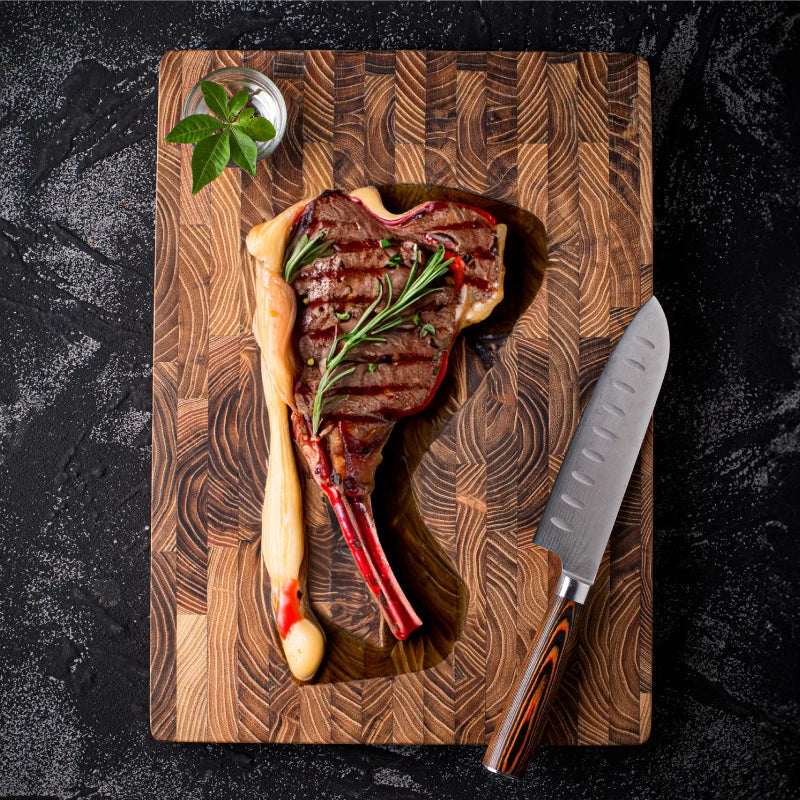 End-Grain Wooden Cutting Board for Chopping & Slicing