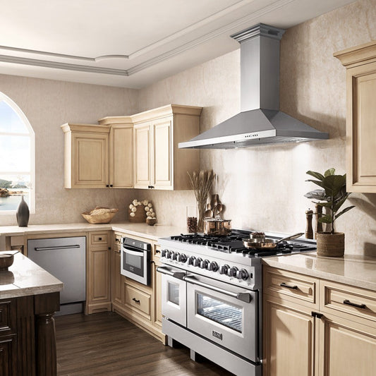 ZLINE 48 in Wall Mount Range Hood Stainless Steel CrownSound Bluetooth Speakers KL2CRN-BT-48