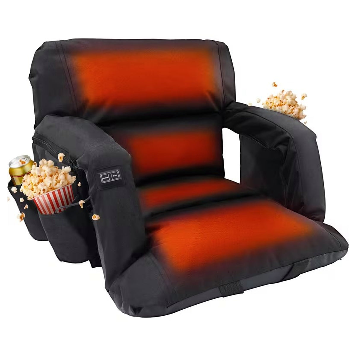 USB Heated Stadium Seat with Backrest, 3 Heat Levels and Carry Straps