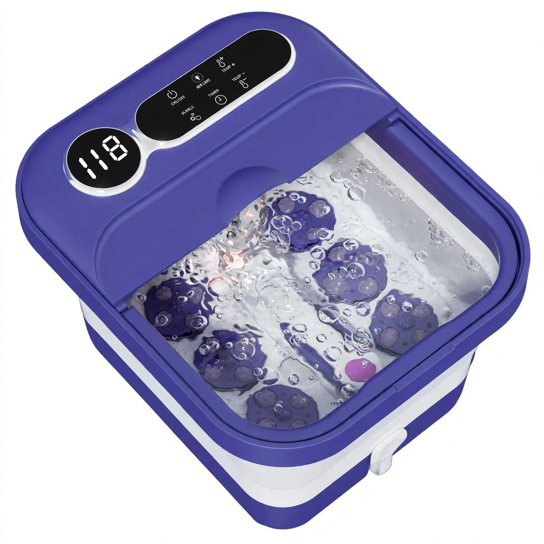 Collapsible Electric Foot Spa with Heater, Bubble Massage and Temperature Control - Purple