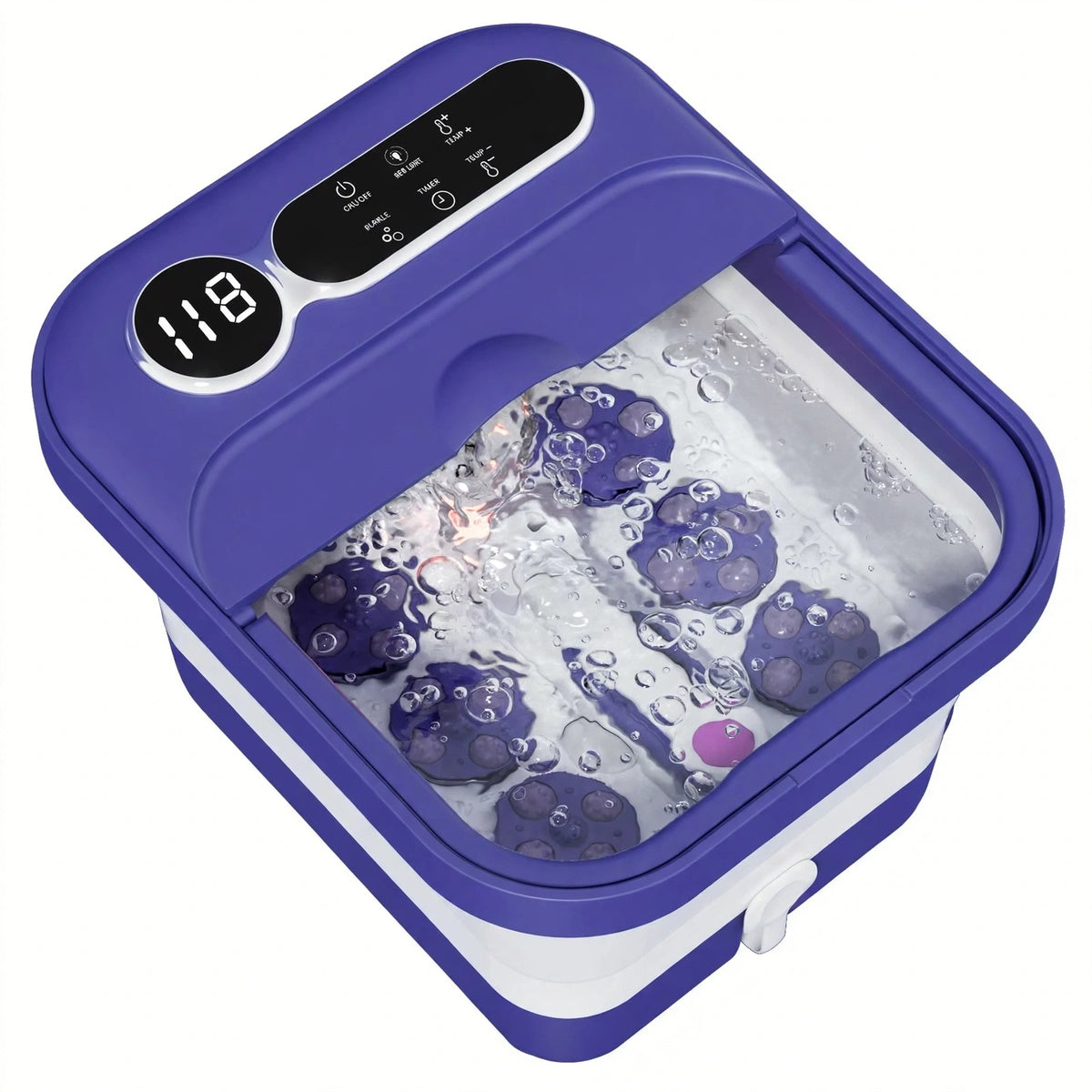 Collapsible Electric Foot Spa with Heater, Bubble Massage and Temperature Control - Purple