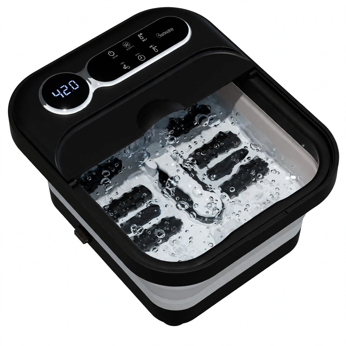 Collapsible Electric Foot Spa with Heater, Bubble Massage and Temperature Control - Black