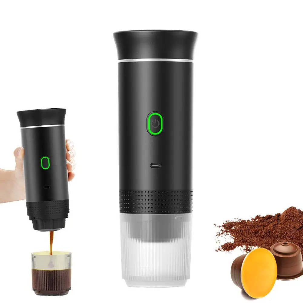 Portable Coffee Maker for Grounds & Capsules, USB-C Charging