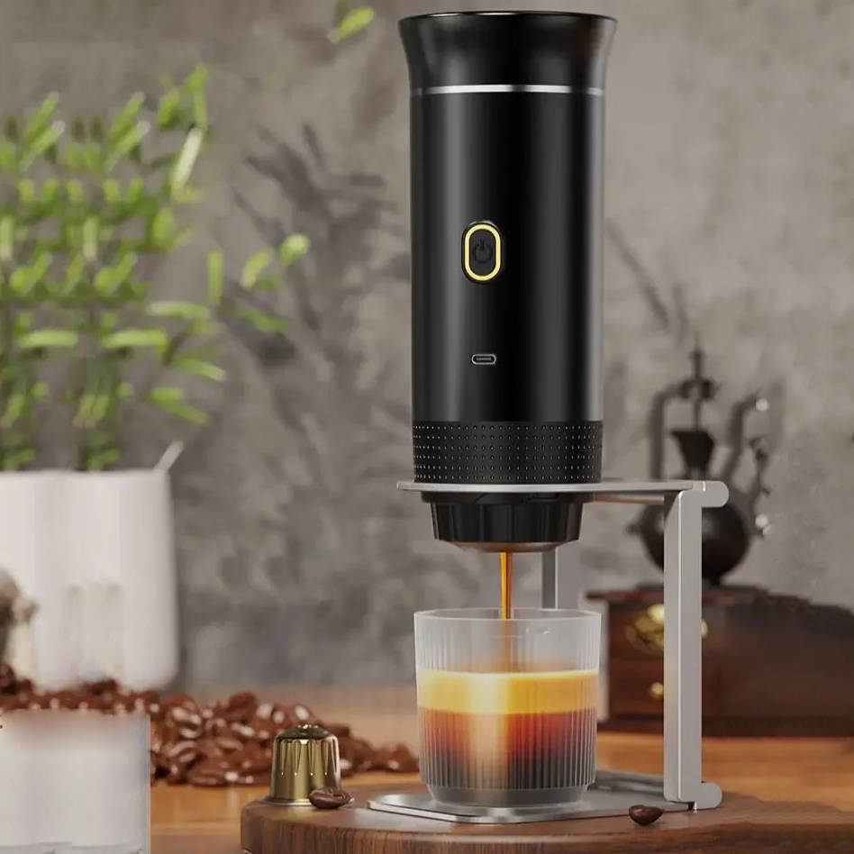 Portable Coffee Maker for Grounds & Capsules, USB-C Charging