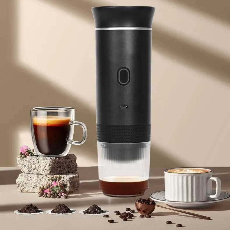 Portable Coffee Maker for Grounds & Capsules, USB-C Charging