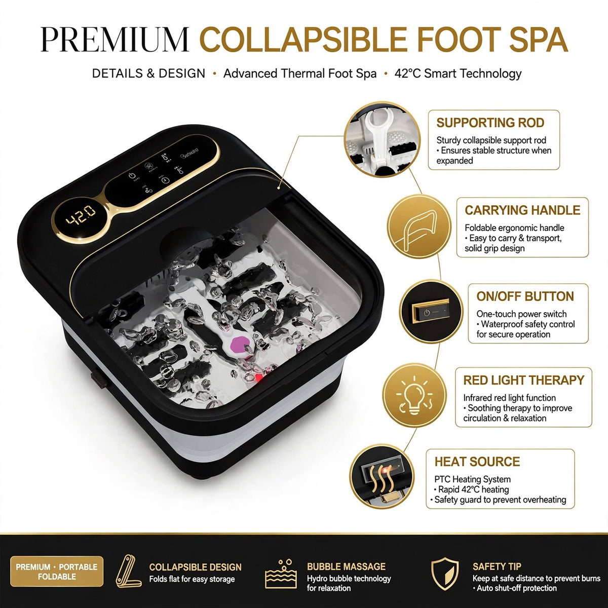 Collapsible Electric Foot Spa with Heater, Bubble Massage and Temperature Control - reference gallery 3