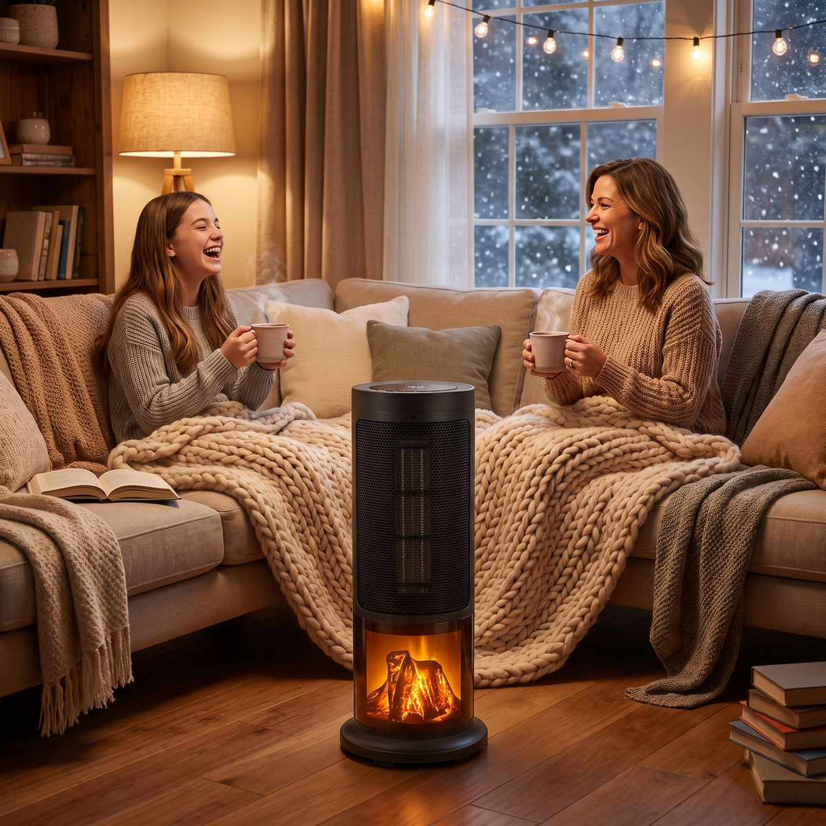 1500W Ceramic Space Heater with Flame Effect, 135° Oscillation and Remote - reference gallery 5