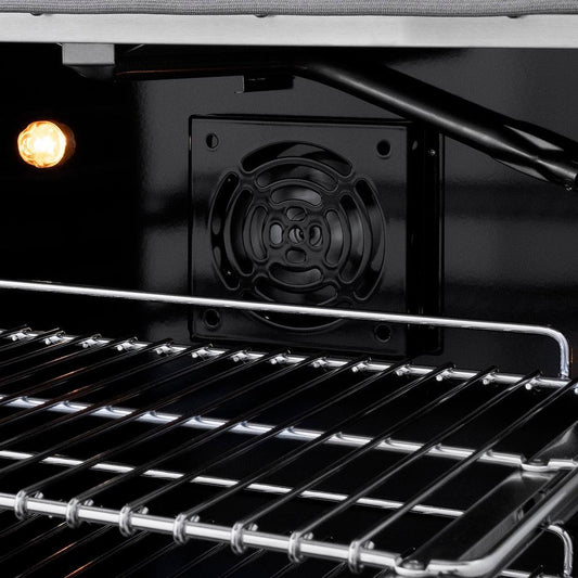 ZLINE Autograph Edition 48 in. 6.7 cu. ft. Paramount Double Oven Gas Range with 8 Burners, Convection Oven, Satin Stainless Steel with Black Matte Doors and Polished Gold Accents (SGRSZ-BLM-48-G)