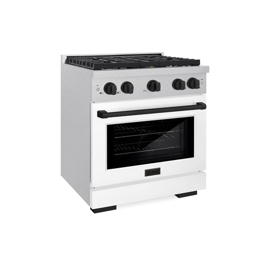 ZLINE Autograph Edition 36 in. 5.2 cu. ft. Paramount Dual Fuel Range with 6 Gas Burners and Electric Convection Oven, Satin Stainless Steel with White Matte Door and Champagne Bronze Accents (SDRSZ-WM-36-CB)