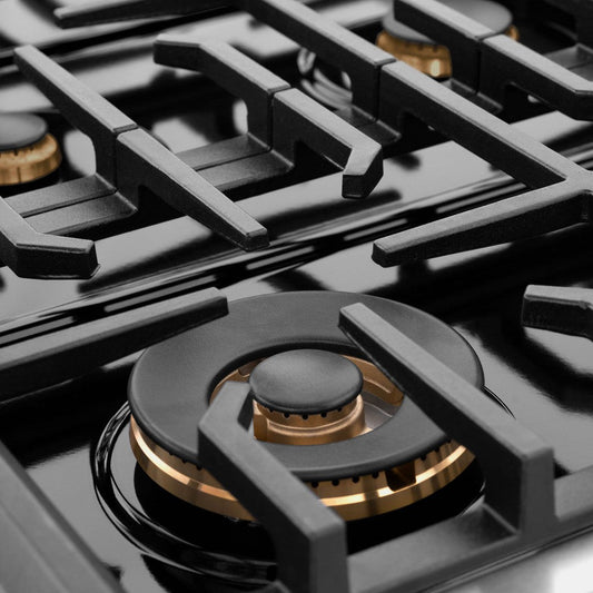 ZLINE Autograph Edition 48 in. Paramount Double Oven Dual Fuel Range 6.7 cu. ft. with 8 Gas Burners, Black Matte Doors and Polished Gold Accents (SDRZ-BLM-48-G)
