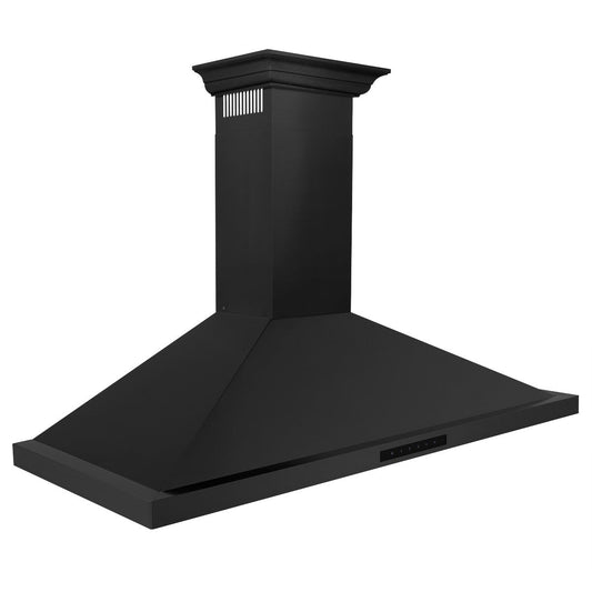 ZLINE 48 in. Wall Mount Range Hood Convertible Vent Black Stainless Steel with Crown Molding (BSKBNCRN-48)