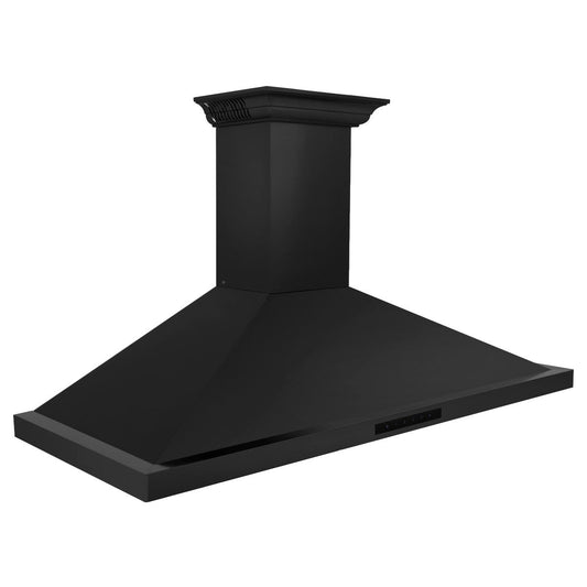 ZLINE 48 in. Wall Mount Range Hood Black Stainless Steel Bluetooth Crown Molding BSKBNCRN-BT-48