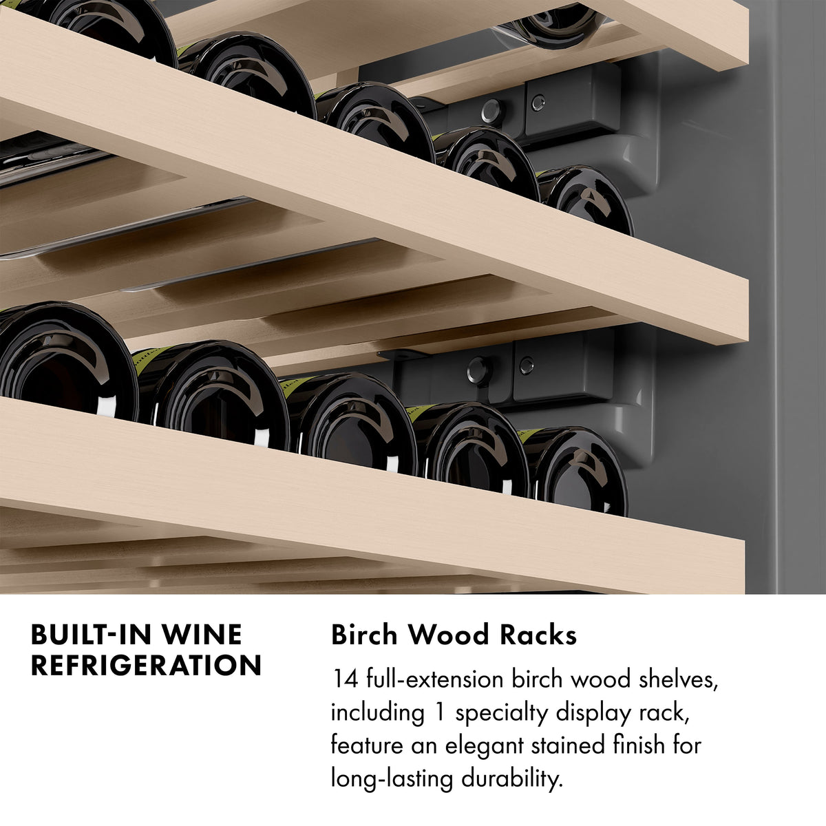 ZLINE 24" 12.4 cu. ft. Triple Zone 100 Bottle Column Wine Cooler in Stainless Steel, RCWV-304-24