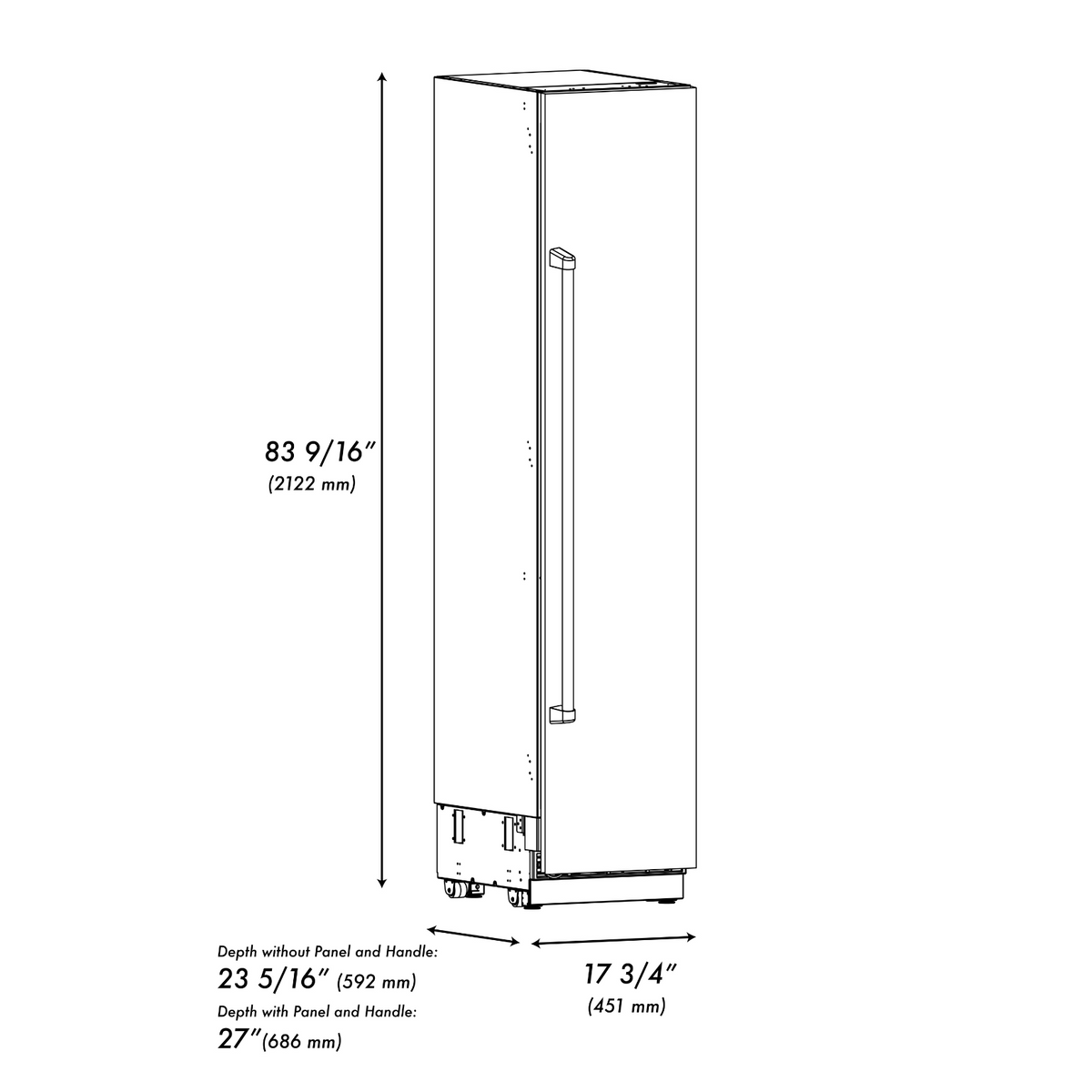 ZLINE Autograph 18" 8.6 cu. ft. Right Hinge Column Freezer in Stainless Steel with Graphite Gray Interior and Champagne Bronze Accents, RCFVRZ-30418-CB