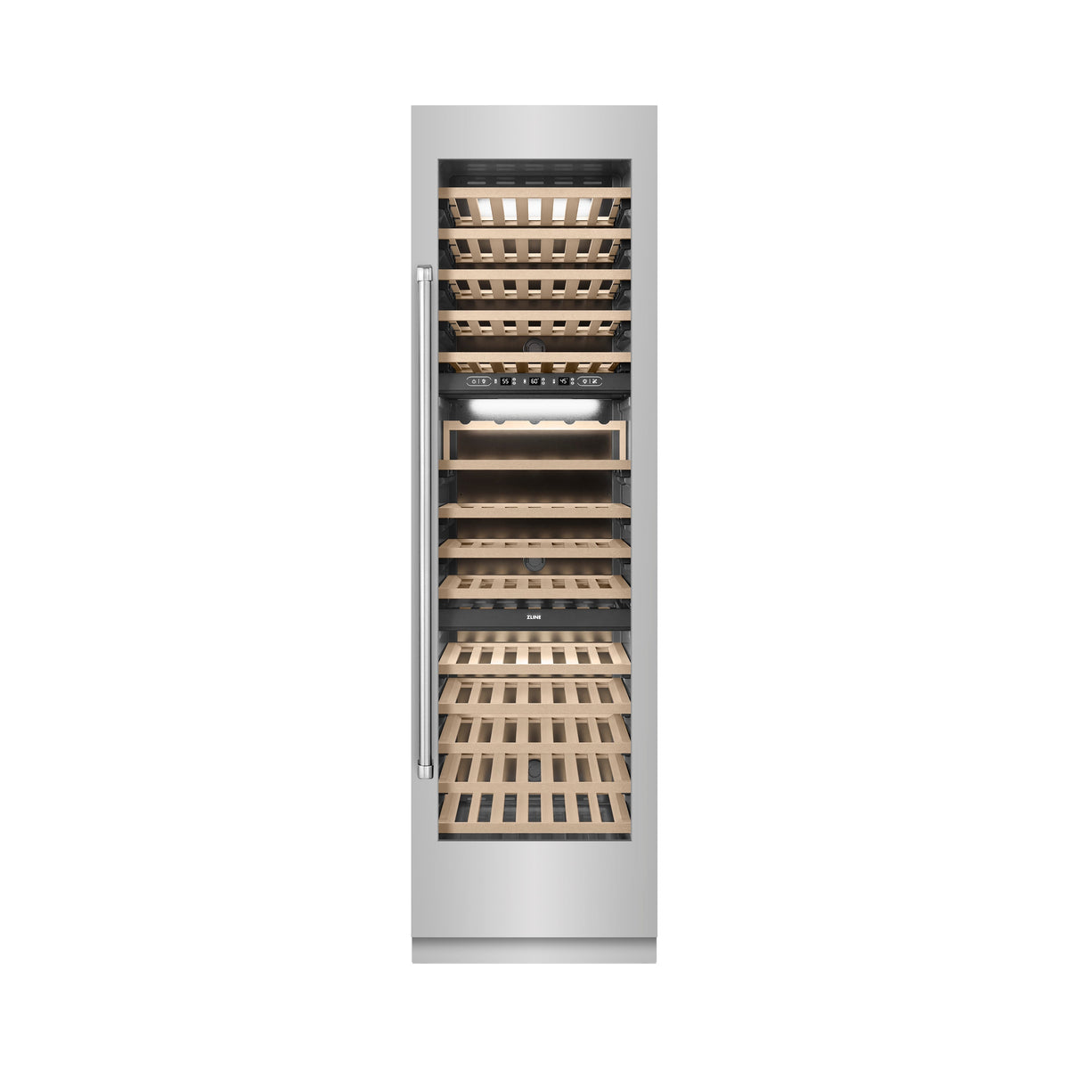 ZLINE 24" 12.4 cu. ft. Triple Zone 100 Bottle Column Wine Cooler in Stainless Steel, RCWV-304-24