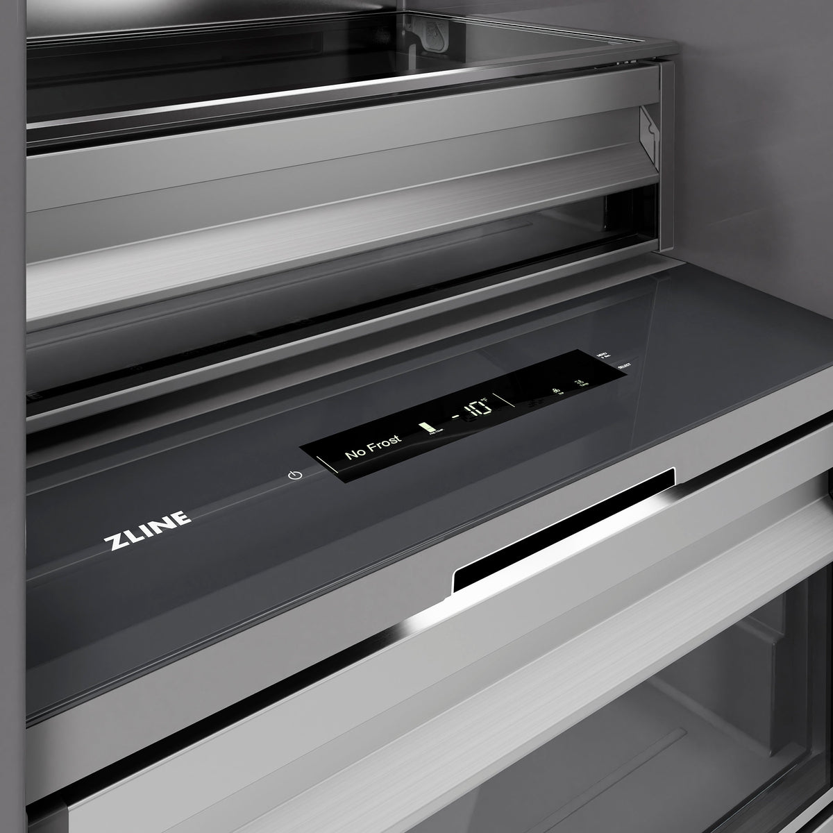 ZLINE Autograph 18" 8.6 cu. ft. Left Hinge Column Freezer in White Matte with Graphite Gray Interior and Champagne Bronze Accents, RCFVLZ-WM-18-CB