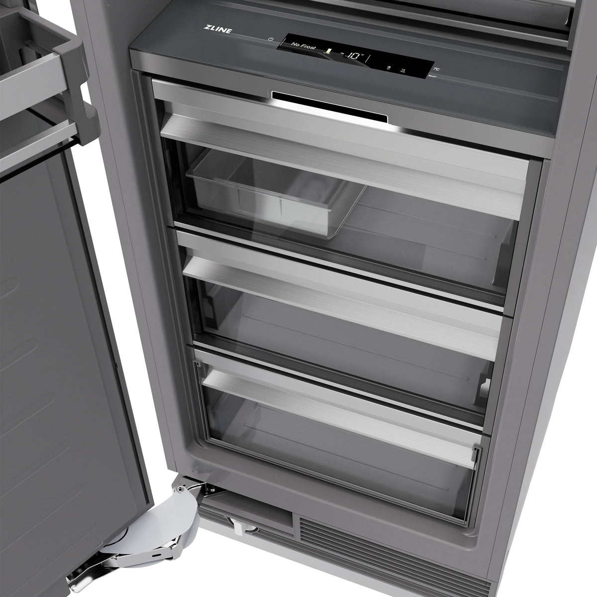 ZLINE Autograph 18" 8.6 cu. ft. Right Hinge Column Freezer in White Matte with Graphite Gray Interior and Polished Gold Accents, RCFVRZ-WM-18-G