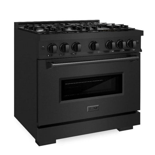 ZLINE 36-Inch Classic Dual Fuel Range, 6 Burner Gas Cooktop, 5.2 cu. ft. Electric Convection Oven, Black Stainless Steel (CDRB-36)