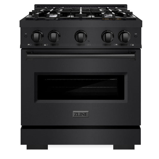 ZLINE 30 in. Gas Range 4.2 cu. ft. Capacity 4 Burners Black Stainless Steel (CGRB-30)