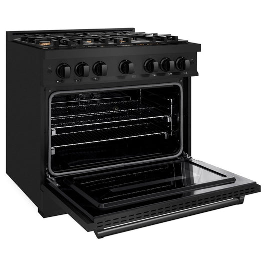 ZLINE 36-Inch Classic Dual Fuel Range, 5.2 cu. ft. Electric Convection Oven, 6 Brass Gas Burners, Black Stainless Steel (CDRB-BR-36)