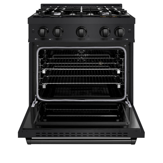 ZLINE 30 in. 4.2 cu. ft. Classic Dual Fuel Range with 4 Gas Burners in Black Stainless Steel (CDRB-30)