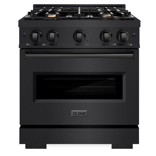 ZLINE 30 in. Classic Dual Fuel Range with 4 Brass Burners and 4.2 cu. ft. Electric Convection Oven in Black Stainless Steel (CDRB-BR-30)