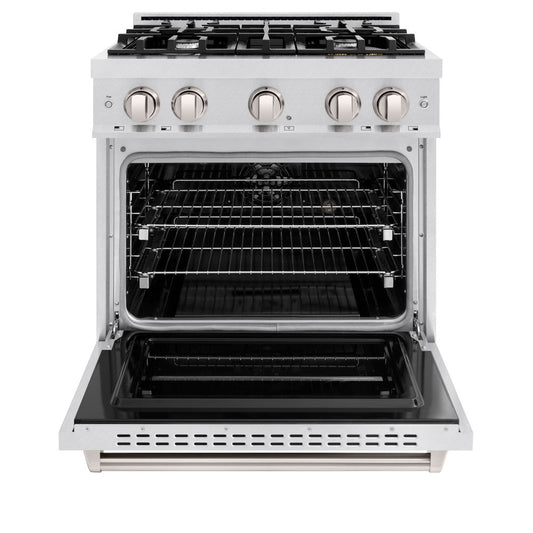 ZLINE Classic 30 in. Dual Fuel Range with 4 Burner Gas Cooktop and Electric Convection Oven, 4.2 cu. ft., Satin Stainless Steel (CDRS-30)