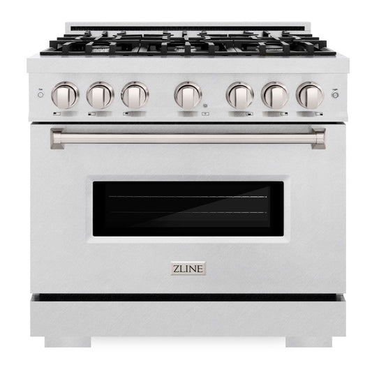 ZLINE 36 in. Dual Fuel Range 5.2 cu. ft. 6 Burner Gas Cooktop Electric Convection Oven Satin Stainless Steel (CDRS-36)