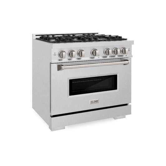 ZLINE 36 in. Dual Fuel Range 5.2 cu. ft. 6 Burner Gas Cooktop Electric Convection Oven Satin Stainless Steel (CDRS-36)