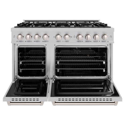 ZLINE 48 in. Dual Fuel Range – 8 Burner Gas Cooktop, Double Oven, 6.7 cu. ft. Capacity, Satin Stainless Steel (CDRS-48)