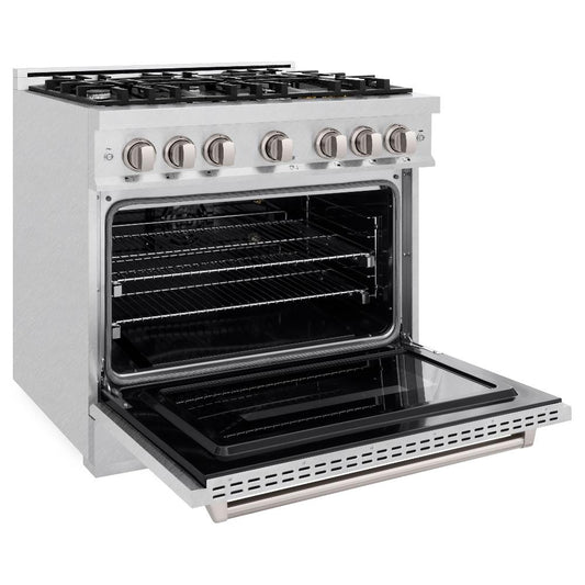 ZLINE 36 in. Gas Range 5.2 cu. ft. with 6 Burner Cooktop and Convection Gas Oven in Satin Stainless Steel (CGRS-36)