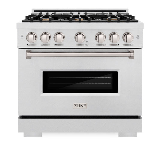 ZLINE 36 in. Gas Range 5.2 cu. ft. Convection Gas Oven with 6 Brass Burners in Satin Stainless Steel (CGRS-BR-36)