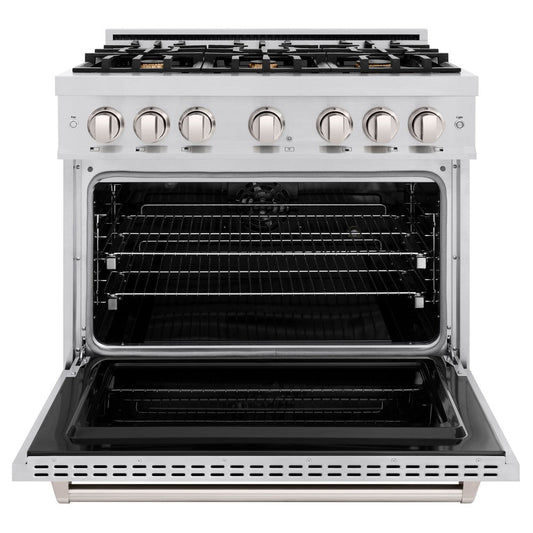 ZLINE 36 in. Classic Dual Fuel Range, 5.2 cu. ft., Stainless Steel, 6 Brass Burners, MODEL CDR-BR-36
