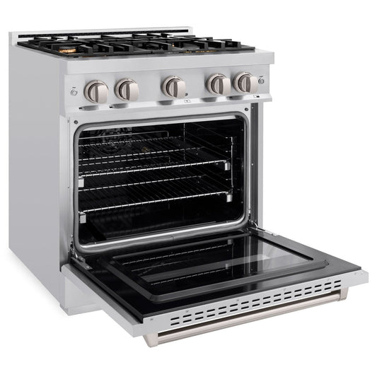 ZLINE 30 in. Gas Range 4.2 cu. ft. Convection Gas Oven with 4 Brass Burners Stainless Steel, MODEL CGR-BR-30