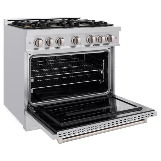 ZLINE 36 in. Gas Range with Convection Gas Oven, 5.2 cu. ft. Capacity, 6 Brass Burners, Stainless Steel, MODEL CGR-BR-36