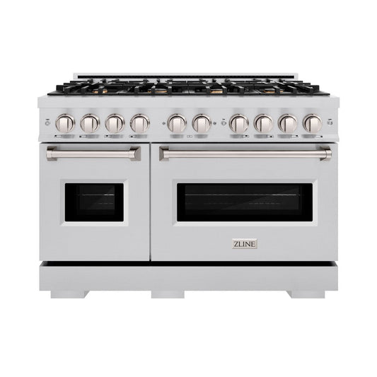 ZLINE 48 in. Classic Double Oven Gas Range with 8 Brass Burners, 6.7 cu. ft., Stainless Steel, MODEL CGR-BR-48