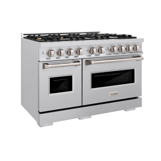 ZLINE 48 in. Classic Double Oven Gas Range with 8 Brass Burners, 6.7 cu. ft., Stainless Steel, MODEL CGR-BR-48