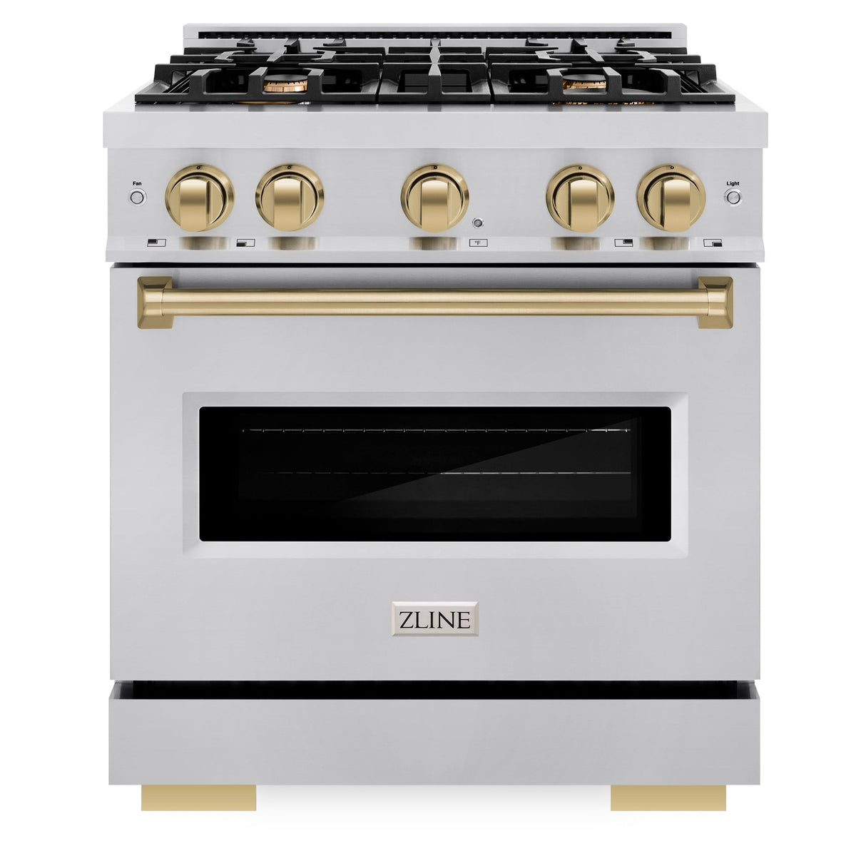 ZLINE 30 in. Gas Range 4.2 cu. ft. 4 Burners Stainless Steel with Champagne Bronze Accents (CGRZ-30-CB)