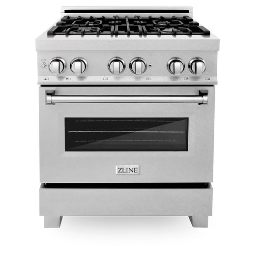 ZLINE 30-Inch Legacy Dual Fuel Range, 4 Burner Gas Cooktop with Griddle and 4.0 cu. ft. Electric Convection Oven, Satin Stainless Steel, Model RAS-SN-GR-30