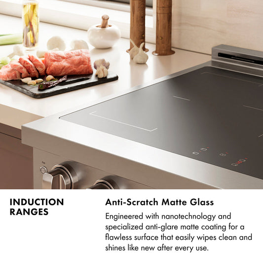 ZLINE 36 in Induction Range 5.2 cu. ft. 5 Element Cooktop Electric Convection Oven Stainless Steel Black Matte Door (SINR-BLM-36)