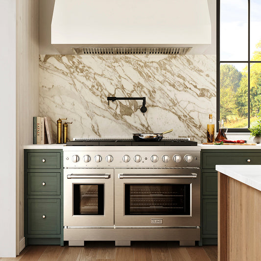 ZLINE 48 in. Dual Fuel Range 6.7 cu. ft. with 8 Burner DuoPro™ Cooktop and Dual Ovens – Stainless Steel (PSDR48)