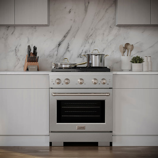 ZLINE 30 in. Gas Range 4.2 cu. ft. Convection Oven with 4 Burner DuoPro™ Cooktop – Satin Stainless Steel (PSGRS-30)