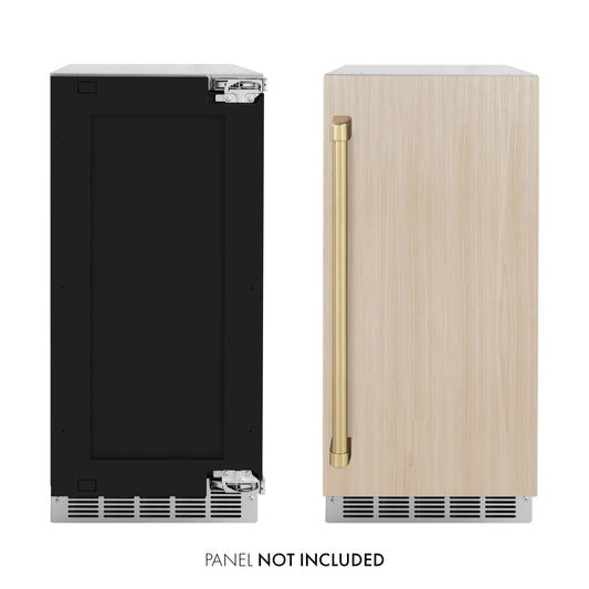 ZLINE Autograph 15" Touchstone Gourmet Ice Maker with Drain Pump and Panel Ready Door with Champagne Bronze Handle, IGMDPZ-15-CB