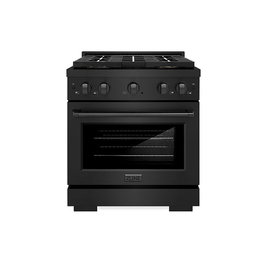 ZLINE 30 in. Dual Fuel Range 4.2 cu. ft. with 4 Burner DuoPro™ Cooktop and Electric Convection Oven, Black Stainless Steel (PSDRB-30)