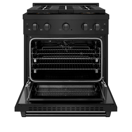 ZLINE 30 in. Dual Fuel Range 4.2 cu. ft. with 4 Burner DuoPro™ Cooktop and Electric Convection Oven, Black Stainless Steel (PSDRB-30)