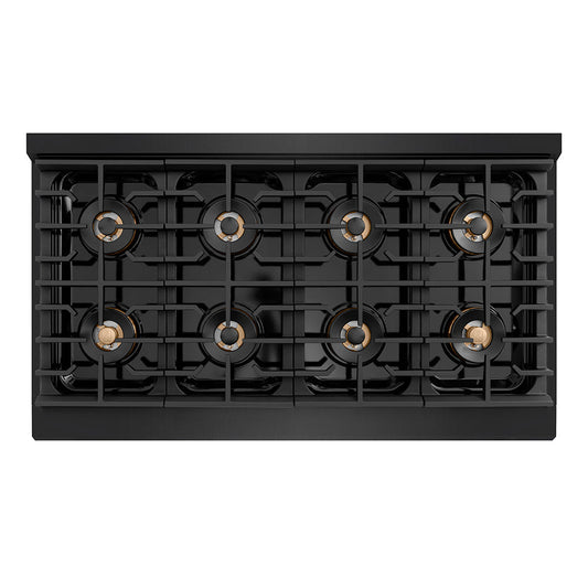 ZLINE 48 in. Dual Fuel Range 6.7 cu. ft. Paramount Series with 8 Burner DuoPro™ Cooktop, Dual Ovens, Black Stainless Steel & Champagne Bronze Accents (PSDRBZ-48-CB)