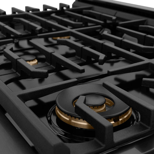 ZLINE 36 in. Paramount Dual Fuel Range, 5.2 cu. ft., 6 Brass Burners, Black Stainless Steel (SDRB-BR-36)