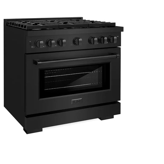 ZLINE Paramount 36 in. Gas Range with Convection Oven, 5.2 cu. ft., 6 Burners, Black Stainless Steel (SGRB-36)