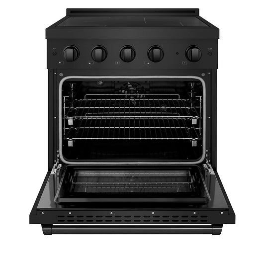ZLINE 30 in. Induction Range 4.2 cu. ft. 4 Element Cooktop Electric Convection Oven Black Stainless Steel (SINRB-30)