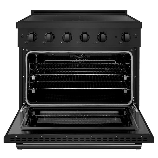 ZLINE 36 in. Induction Range 5.2 cu. ft. Electric Convection Oven 5 Elements Black Stainless Steel (SINRB-36)